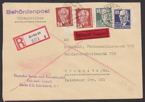 Berlin 66 Behördenpost nach Chemnitz Eil- und Express Porto 1,88; portogenau 2. Gewichtsstufe