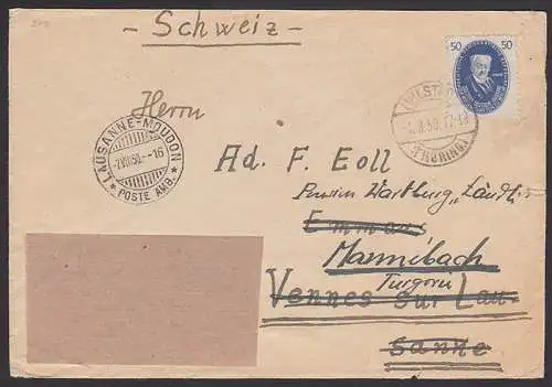 Harnack 50 Pfg Akademie Berlin (270) Auslandsbrief aus Uhlstädt (Thüringen) nach Schweiz