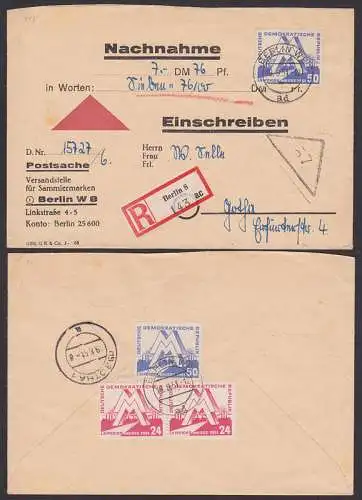 Berlin W8 Nachnahme mit Messe-Marken 1951 (283/84) je zweimal