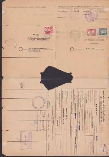 Doppelverwendung 15.11.48 Berlin-Charlottenburg (Berlin Vorläufer!) n. Gotha - zurück, im Faltbereich teils getrennt