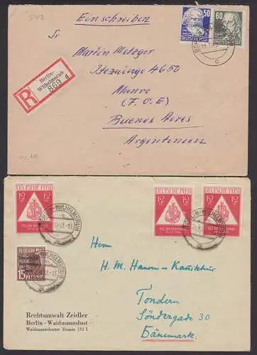 Berlin-Wilhelmsruh, Abs. in Westberlin Waidmannslust, je  Auslandsbrief