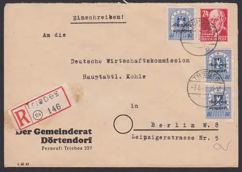 Gemeinderrat Dörstendorf R-Bf aus Triebes nach Berlin an Wirtschaftskommission 7.6.49