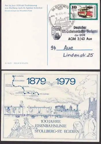 St. Egidien Schmalspurbahn auf Ak mit Streckenverlauf SSt. 16.6.79