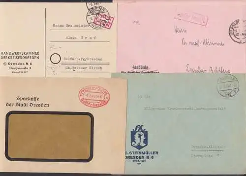 Sparkasse der Stadt Dresden, Handwerkskammer ärztl. Fortbildung 4 Belege mit Barfrankatur