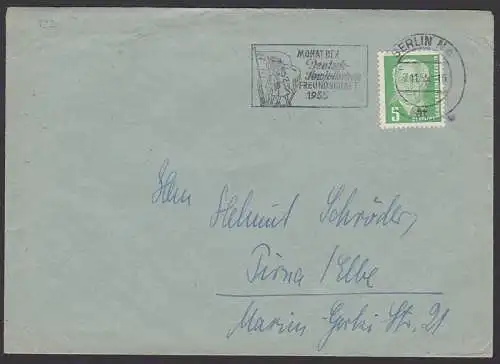 Monat der DSF Berlin 7.11.55 MWSt. auf Ds mit 5 Pfg. Wilhelm Pieck (322)