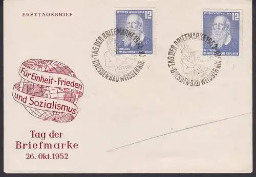 Frierich Ludwig Jahn 12 Pfg. mit SSt. Dresden-Bad Weisser Hirsch, 317 X und Y auf einem Beleg!