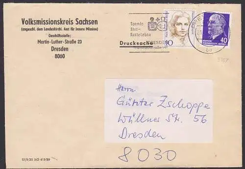 MWSt. Spende Blut - Rettet Leben, Dresden mit 40 Pfg. Walter Ulbricht Wz. Y (936Y)