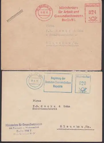 Ministerium für Arbeit und Gesundheitswesen AFS in blau und rot - Behördenpost