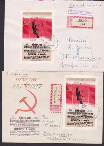 Lenin 60 Jahre Oktoberevolution 1,- M Block je in EF auf R-Bf kyrillische Schrift Iswestija