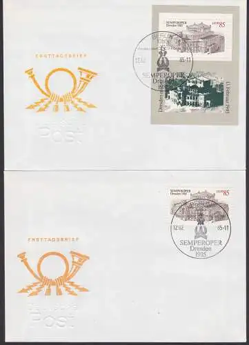 Semperoper Dresden 1985 Bl. 80 und Marke auf FDC