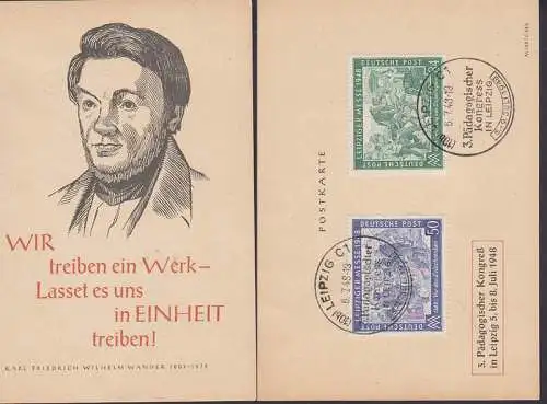 Leipzig SSt. 3. padagogische Kongress 6.7.48 auf Kte mit Karl Friedrich Wilhelm Wander, Gedenkblatt