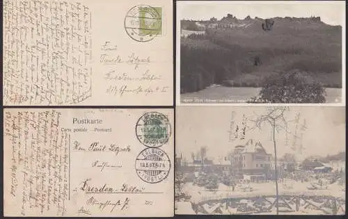 Fotokarte Erlbach Villa Wahnfried 13.5.1907 mit Hoher Stein in Böhmen