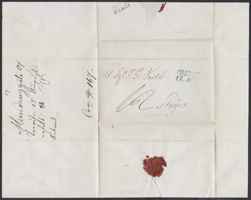 Altbrief aus Italien 1848 nach Steyr Steyer aus Trviglo (oder ähnlich)