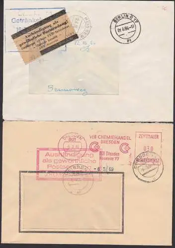 Aushändigung ZKD 7 Pergamin bzw. roter R4-Stempel aus Berlin, Dresden ZKD-AFS