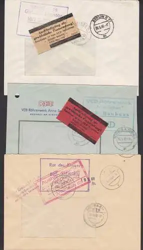 Aushändigung ZKD in drei Varianten Stempel, Pergamin in gelb und rot, Rat des Kreises Meissen, Röhrenwerk