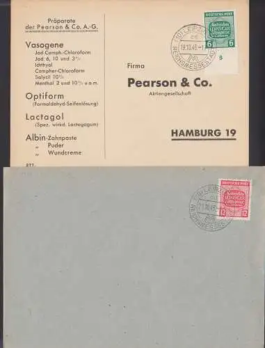 Musterschau Leipziger Erzeugnisse Karte und Brief je mit Wz Y, SBZ