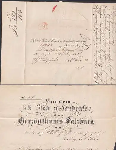Salzburg Altbrief mit Briefkopf Stadt und Landrechte des Herzogthumes Salzburg nach Wien