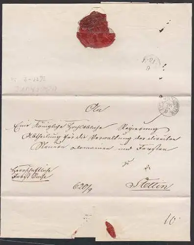 Uckermünde Herrschaftliche Dienstsache mit Lacksiegel nach Stettin, Altbrief