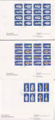 Meissener Porzellan I, FDC mit kpl. Schalterbogen bzw. 4er-Block (2464/71) SSt. Berlin