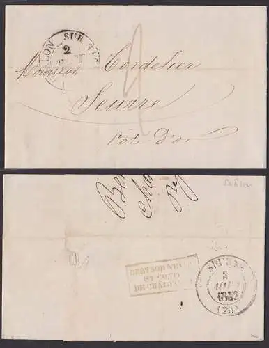 Fatbrief mit Text 1842 Chalon nach Seurre