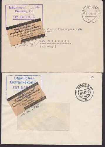 Pergaminaufkleber "Aushändigung als gewöhnliche Sendung! " ZKD 7, R4-ZKD-St. Getränkekontor, Hygiene