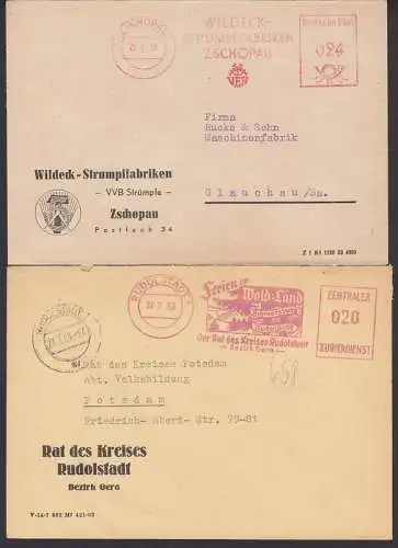 Zschopau VVB Strümpfe mit 5-jahrplan-Logo 22.1.54, Rudolstadt ZKD-AFS Rat des Kreises 27.7.63