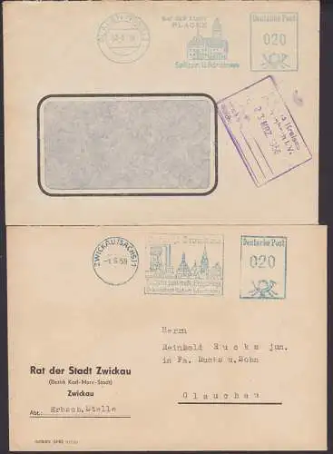 Plauen (Vogtland), Zwickau Rat der Stadt, Dienstpostbriefe mit blauem AFS, Geburtsstadt Robert Schumann