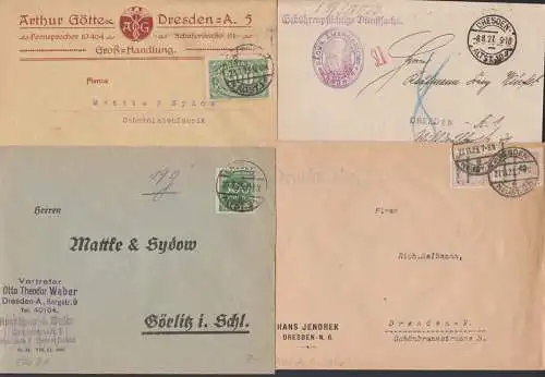 4-fachfrankatur 27.11.23 Orts-Bf Dresden (326B) Drucksache und 3 weitere Belege aus Dresden