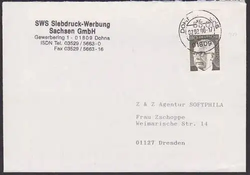 Heinemann 110 Pfg. aus Dohna 2.2.2000 als EF (727)