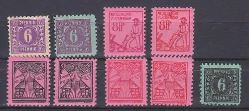 Mecklenburg-Vorpommern, 6,8,12 Pf. postfrisch und eine Marke gest
