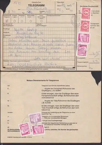 Nünchritz 12.6.87 Telegramm mit 20 Pfg. Rollenmarke (1869), eine Marke mit lfd. Nummer