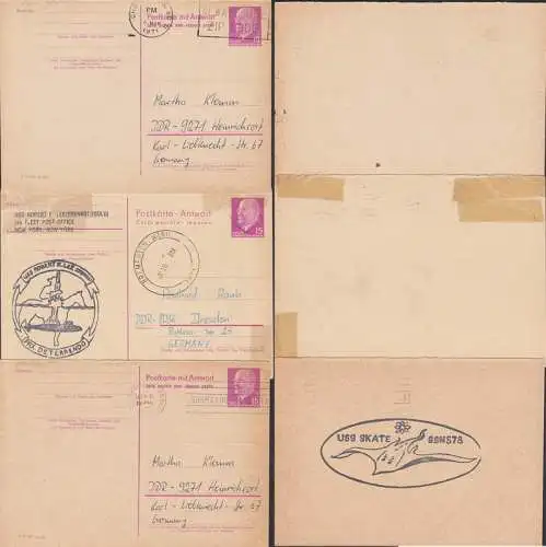 Bestätigungsst. auf 15 Pf- GA Walter Ulbricht P78A bzw. P74F (je 70,-) USS skate SSN578 submarine Basis