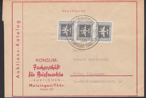 Faltbrief Drucksache für Bfm-Auktionskatalog SSt. Meiningen MEININGER THEATER, 5 Pfg. Luftpost