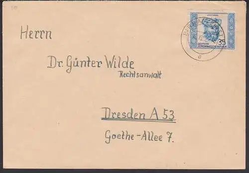 Pirna-Zehista 10.10.52 35 Pfg- AVICENNA persicher Philosoph (314), seltener Ortsstempel