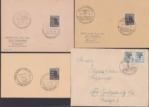 SBZ SSt. Falkenstein, Havelberg, Bad Elster, Lautawerk je Anlass-Jubiläum Jahrfeier, Spitzen und Gardinen