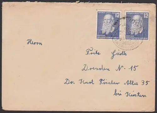 Zinnowitz SSt. Erstes Seebad der Werktätigen , Fernbrief mit F. L. Jahn - Turnvater - (317)