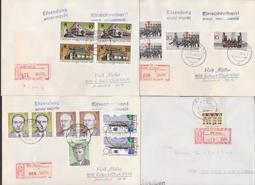 SbPA Selbstbedienungs-Einschreibzettel aus Apolda, Artern, Arnstadt je mit Einlieferungsschein