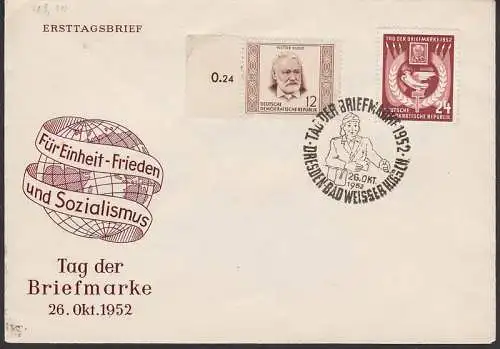 Victor Hugo SSt. Dresden-Bad Weisser Hirsch 26. OKT 1952 FDC-Umschlag