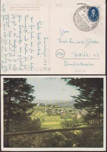 Akademie 12 Pfg. auf Ak Finsterbergen SSt. Marke ur. Zahnmängel 20.8.50