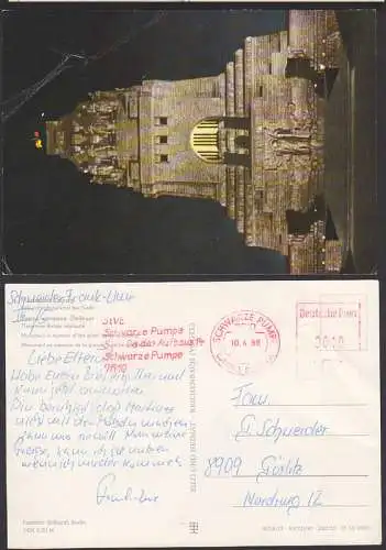 Schwarze Pumpe, zweisprachig cerna pumpa auf  AFS 10.4.89 StVE, Ak Leipziger Völkerschlacht-Denkmal