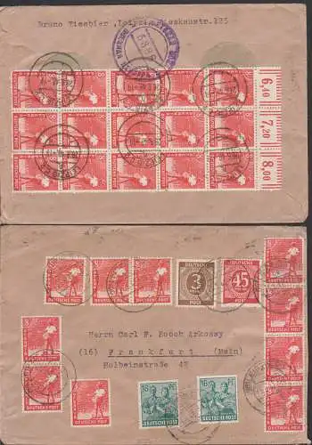 russischer Zensurstempel -5388-, Zehnfachfrankatur Leipzig 25.6.48 nach Frankfurt (Main)