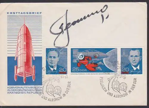 Autogramm Kosmonautenbesuch Alexej A. Leonow SSt. 1.10.65 (1138)