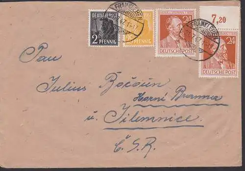Frankleben 21.8.47 Auslandsbrief mit Kontrollrat und Heinrich v. Stephan nach der CSR