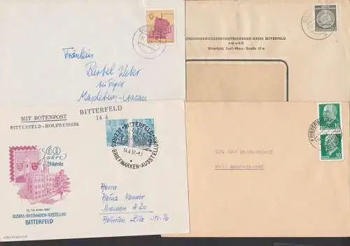 Botenpost Bitterfeld - Holzweissig 14.4.57 auf Schmuckbrief, Friedersdorf üb. Lot 4 Belege