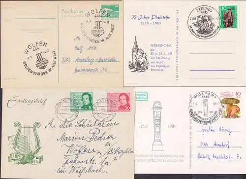 Wolfen, Zörbig Lot 4 Belege, dabei "mit reitenden Boten befördert", Kte mit Postmeilensäulen-Übersicht