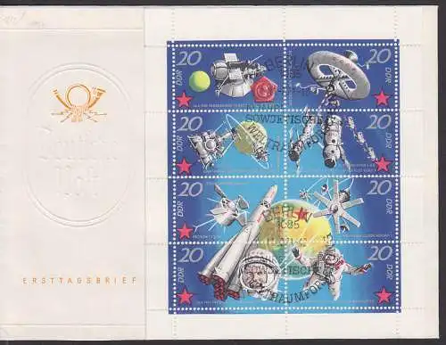 Weltrumforschung 10 Jahre Klbg SSt. (1636/43 FDC), Stempel auf Unterlage erkennbar! (nicht nachgeklebt)