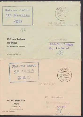 Rat des Kreises Jena bzw. Neuhaus R3 ZKD Stempelfarbe blau statt violett