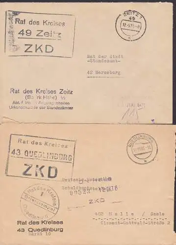 Rat des Kreises Qudlinburg bzw. Zeitz R3 ZKD Stempelfarbe schwarz statt violett