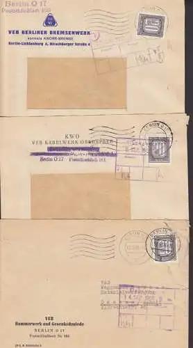 Hammerwerk und Gesenkeschmiede, Bremsenwerk, Kabelwerk Oberspree, je ZKD-Brief mit B3