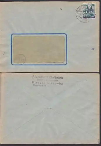 Handstempel 14 Ortsbrief Dresden mit 16 Pfg. 29.6.48, doppelt geprüft Fläschenträger und Petzold